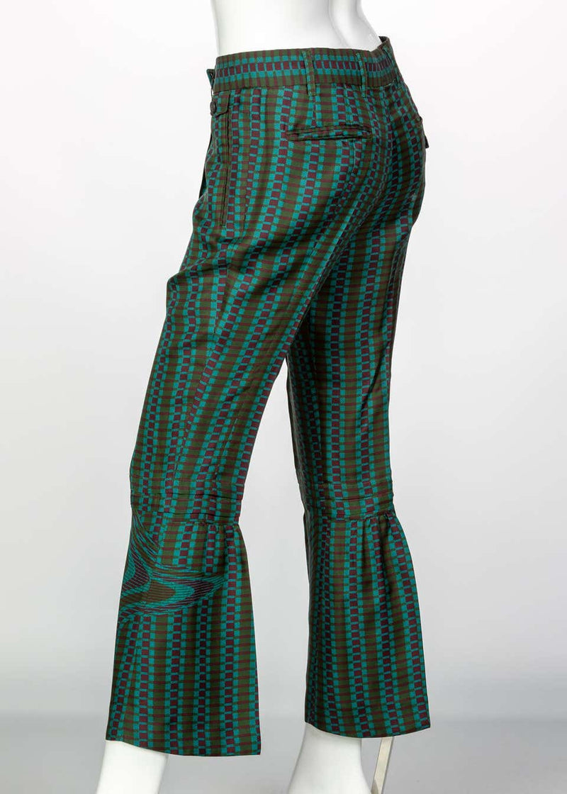 Prada Fairy Collection Green Purple Printed Flared Runway Pants, 2008