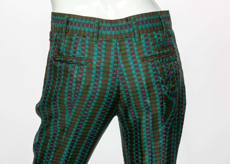Prada Fairy Collection Green Purple Printed Flared Runway Pants, 2008