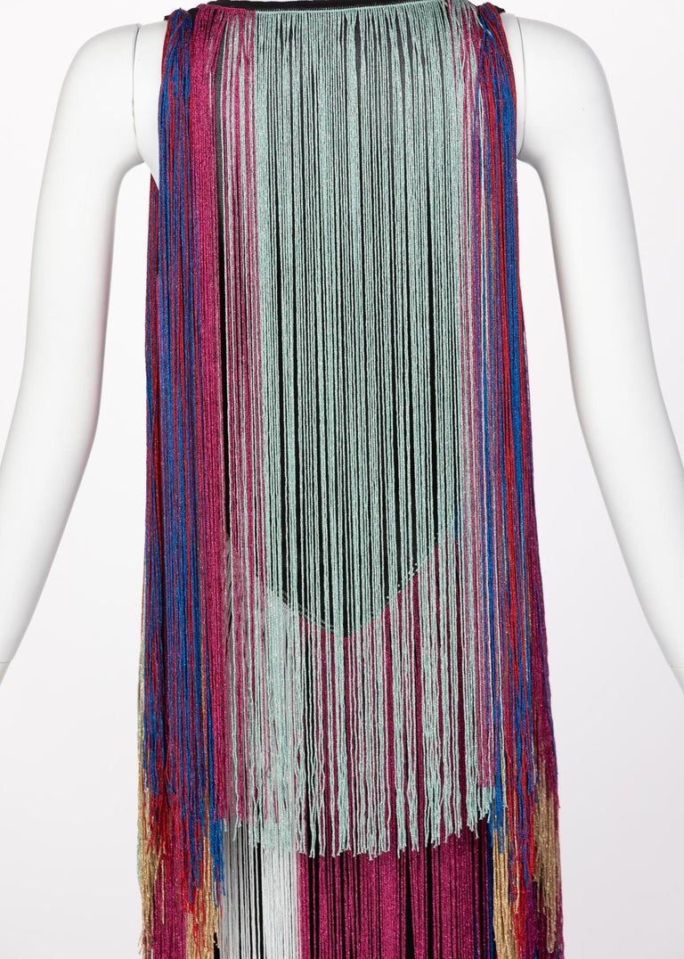 Roberto Cavalli Rainbow Fringe Maxi Dress, Resort 2017