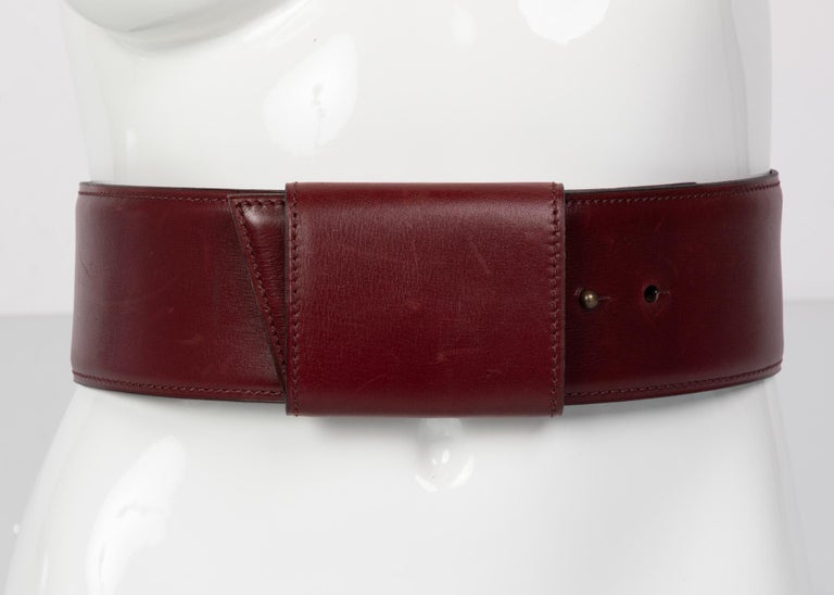 Vintage Alaïa Burgundy Leather Waist Belt