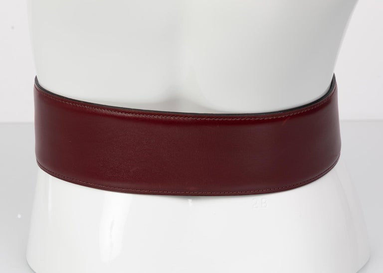 Vintage Alaïa Burgundy Leather Waist Belt
