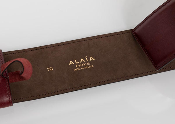 Vintage Alaïa Burgundy Leather Waist Belt