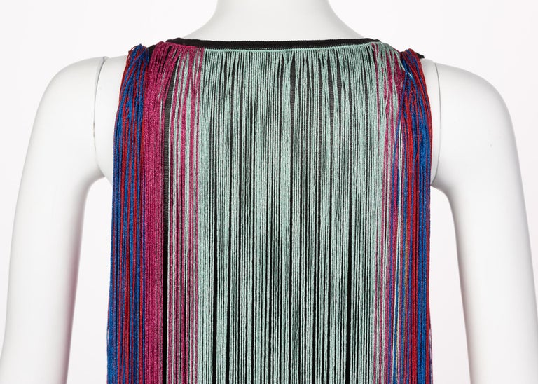 Roberto Cavalli Rainbow Fringe Maxi Dress, Resort 2017