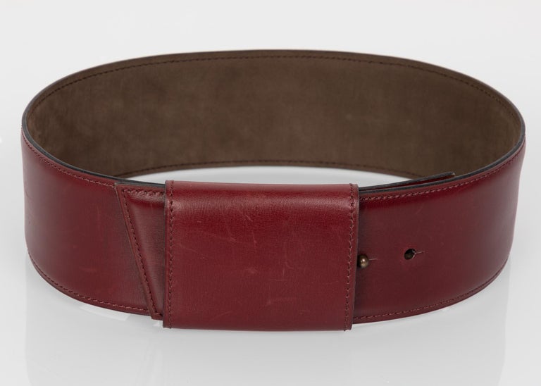 Vintage Alaïa Burgundy Leather Waist Belt