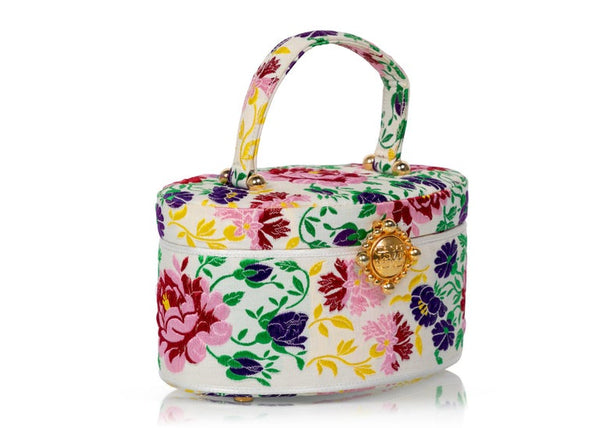 Susan Bennis Warren Edwards Floral Brocade Vintage Top Handle Bag