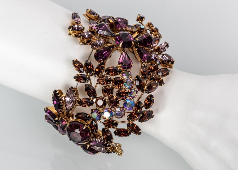 Tom Binns Swarovski Crystal Floral Garden Cuff Bracelet Unsigned