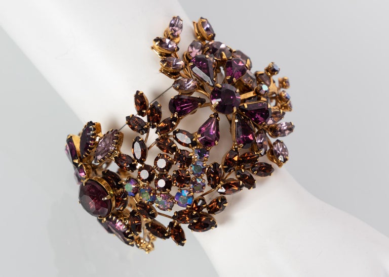 Tom Binns Swarovski Crystal Floral Garden Cuff Bracelet Unsigned