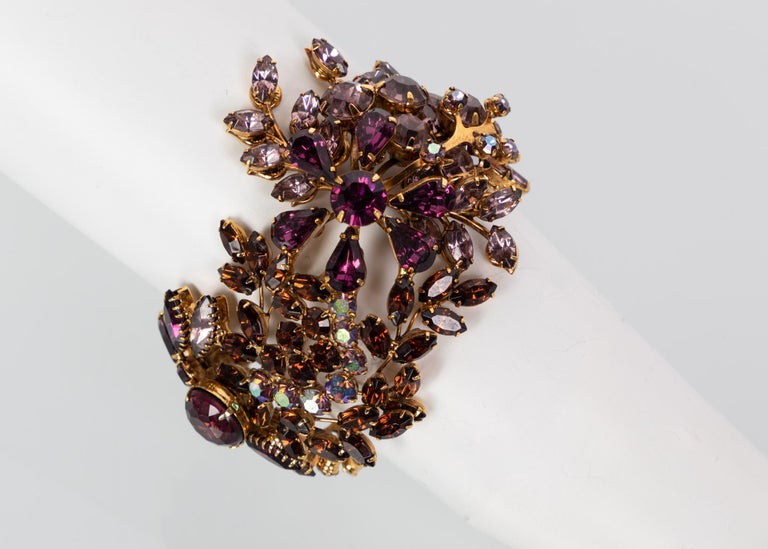 Tom Binns Swarovski Crystal Floral Garden Cuff Bracelet Unsigned