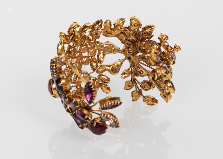 Tom Binns Swarovski Crystal Floral Garden Cuff Bracelet Unsigned