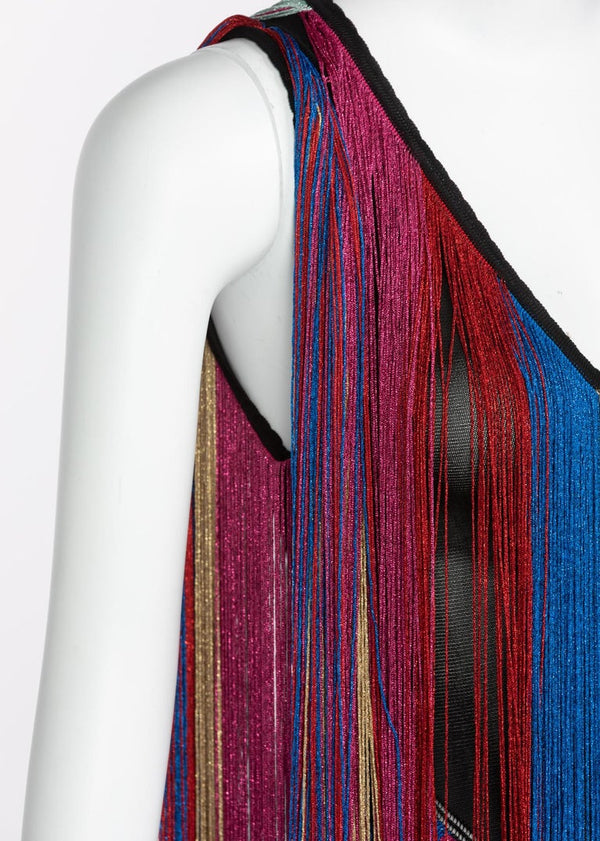 Roberto Cavalli Rainbow Fringe Maxi Dress, Resort 2017