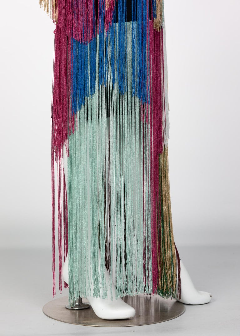 Roberto Cavalli Rainbow Fringe Maxi Dress, Resort 2017