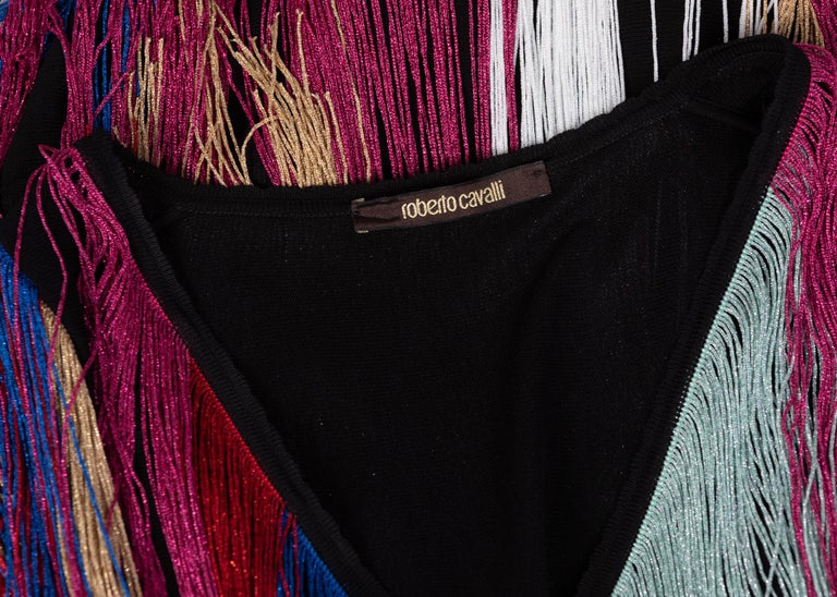 Roberto Cavalli Rainbow Fringe Maxi Dress, Resort 2017