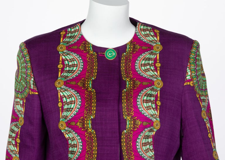 Gianni Versace Couture Purple Green Print Jacket, 1990s