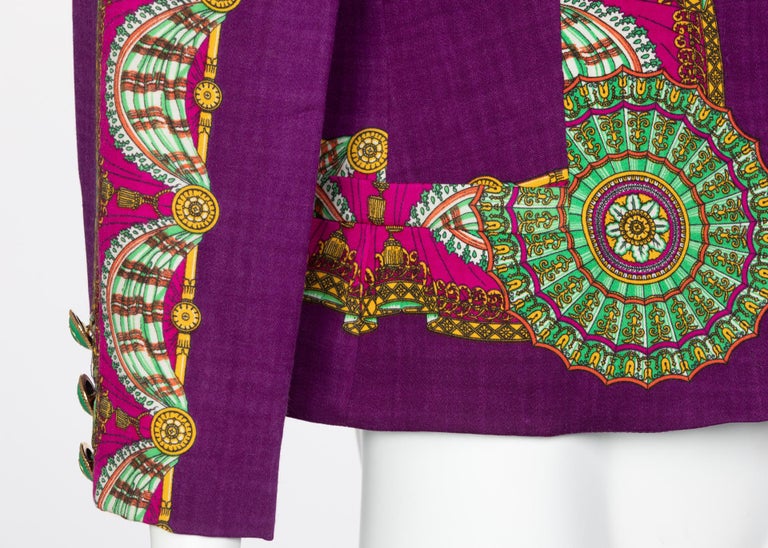 Gianni Versace Couture Purple Green Print Jacket, 1990s