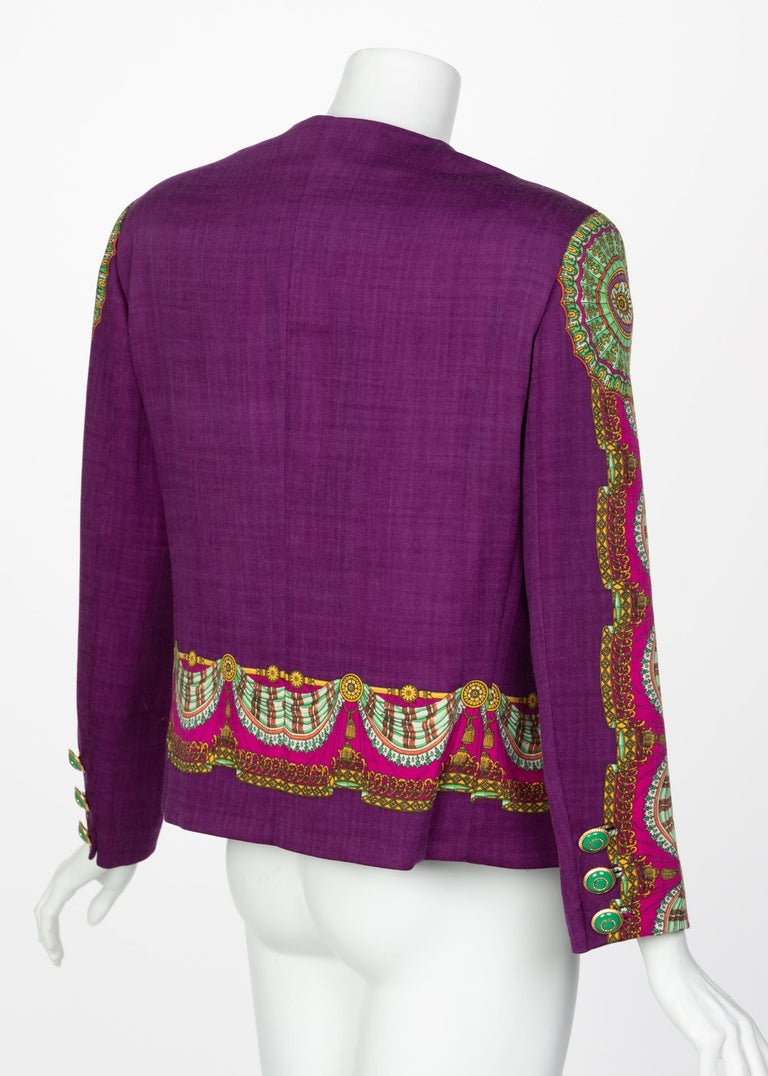 Gianni Versace Couture Purple Green Print Jacket, 1990s