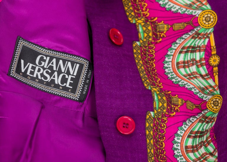 Gianni Versace Couture Purple Green Print Jacket, 1990s