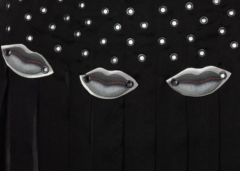 Prada Sheer Black Silk Lip Grommet Skirt Museum Book Piece Rare, 2000