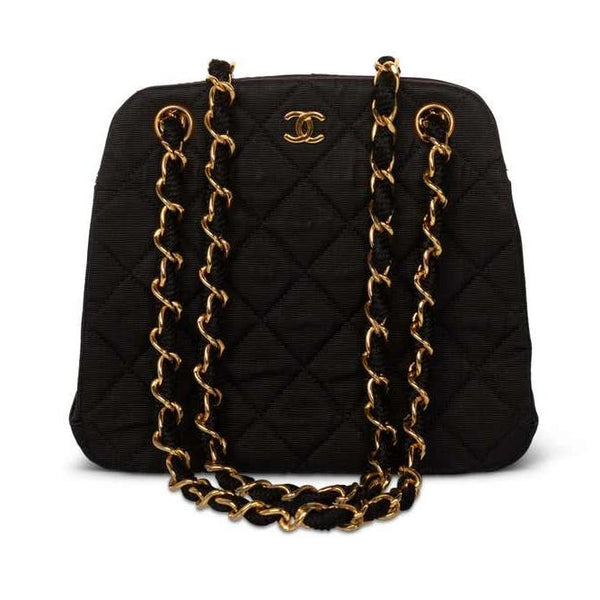 Vintage Chanel Black Quilted Gold Chain Bag