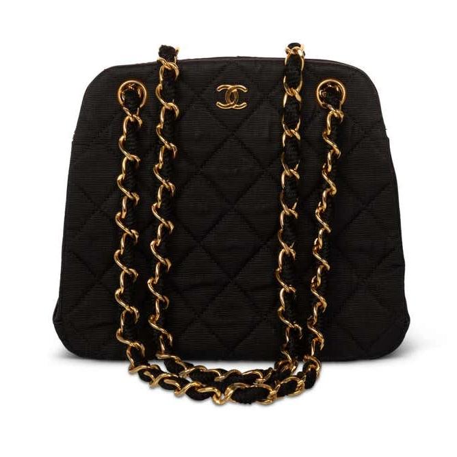 Vintage Chanel Black Quilted Gold Chain Bag