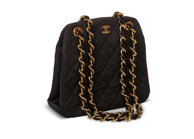 Vintage Chanel Black Quilted Gold Chain Bag