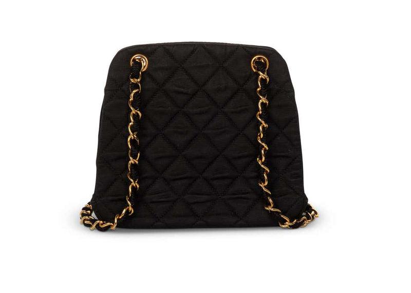 Vintage Chanel Black Quilted Gold Chain Bag
