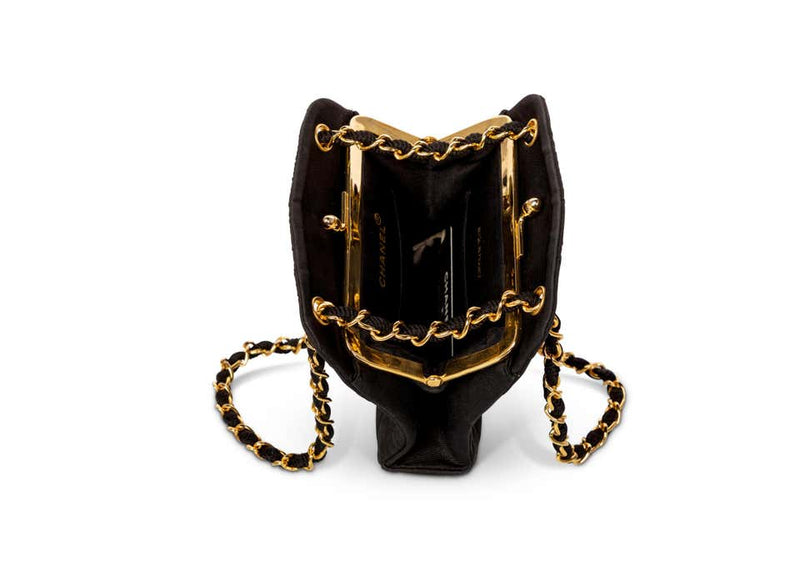 Vintage Chanel Black Quilted Gold Chain Bag