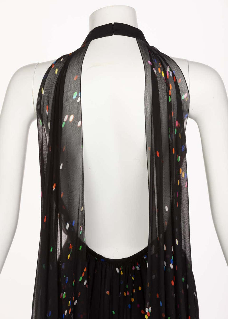 Givenchy Black Confetti Print Silk Cut-Out Back Gown, 2014