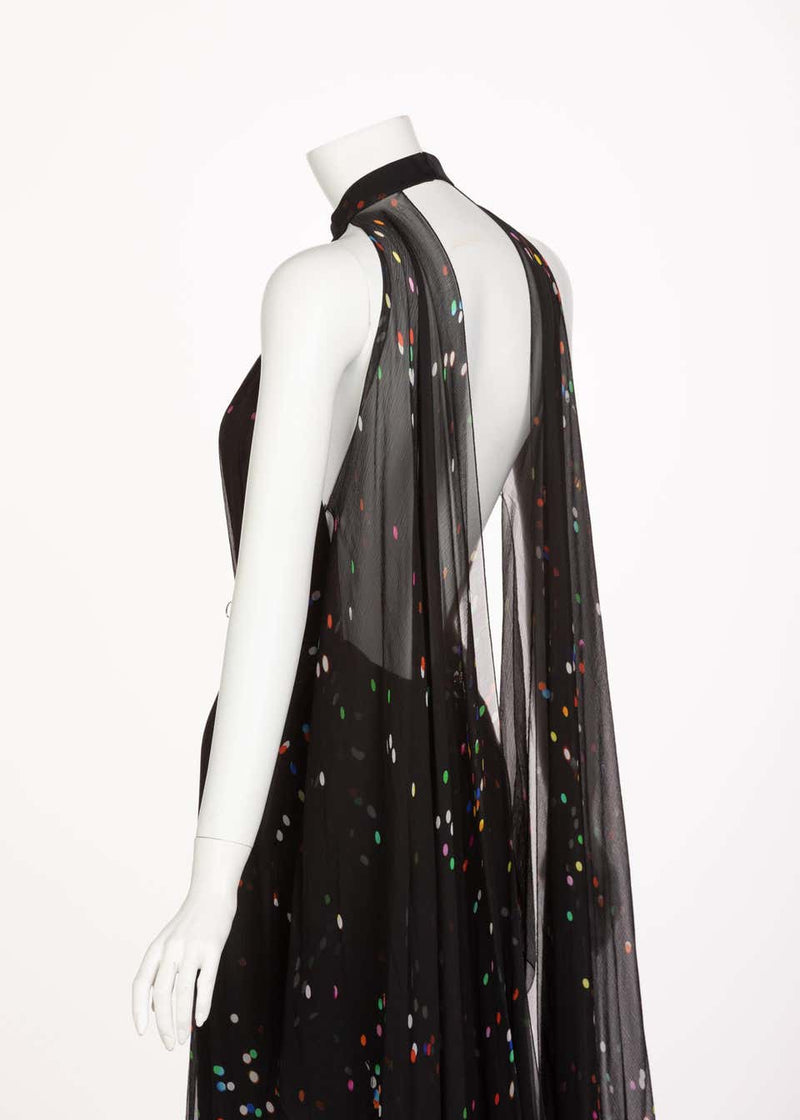 Givenchy Black Confetti Print Silk Cut-Out Back Gown, 2014