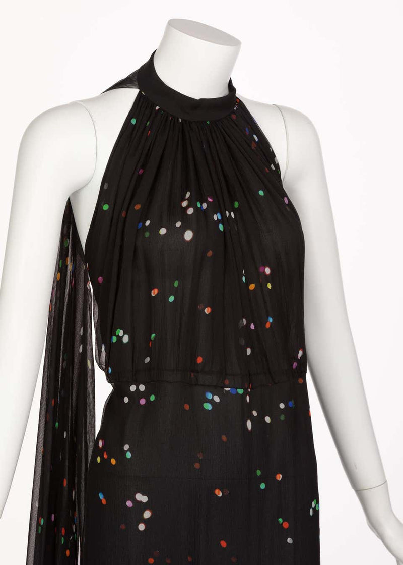 Givenchy Black Confetti Print Silk Cut-Out Back Gown, 2014
