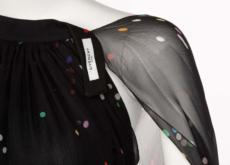 Givenchy Black Confetti Print Silk Cut-Out Back Gown, 2014