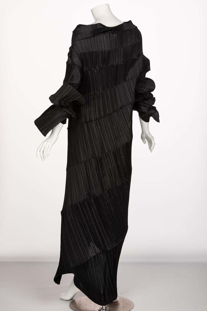 Issey Miyake Black Pleated Spiral Dress, 1990s