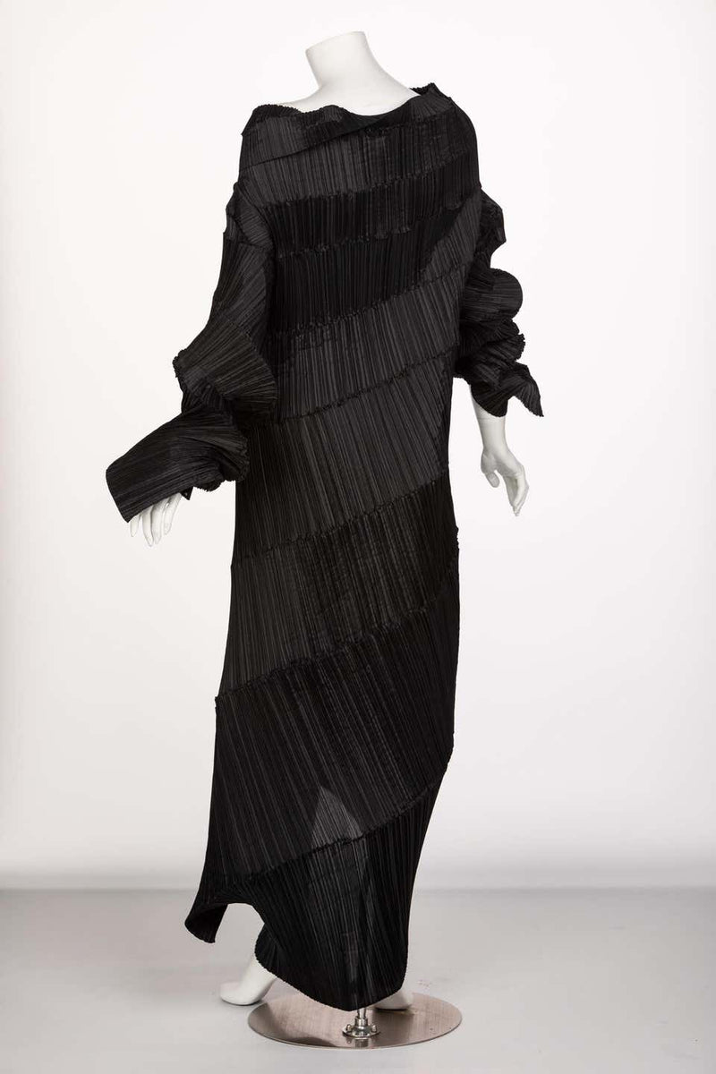 Issey Miyake Black Pleated Spiral Dress, 1990s