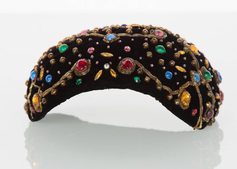 1950s Balenciaga Haute Couture Black Velvet Jewel Toque Hat