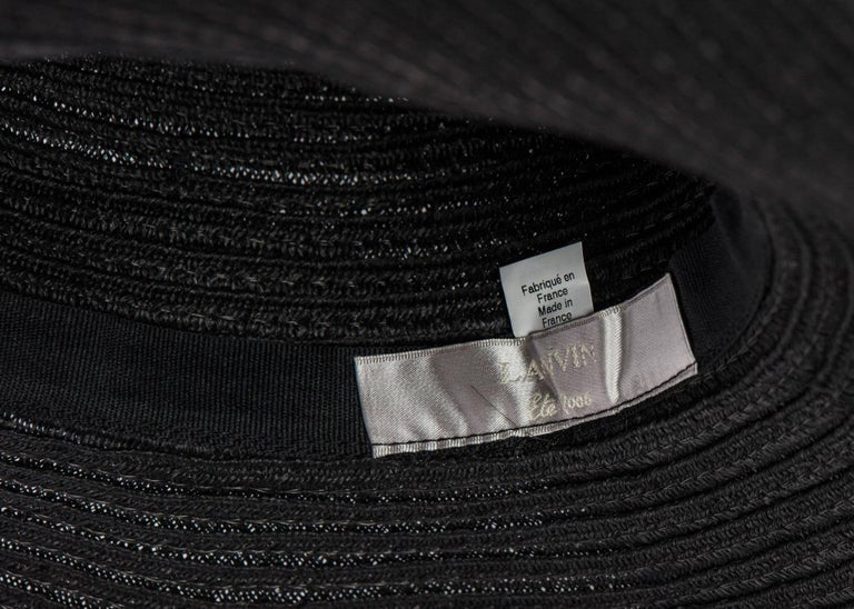 Lanvin Alber Elbaz Black Sun Hat Navy Ribbon Band, 2006