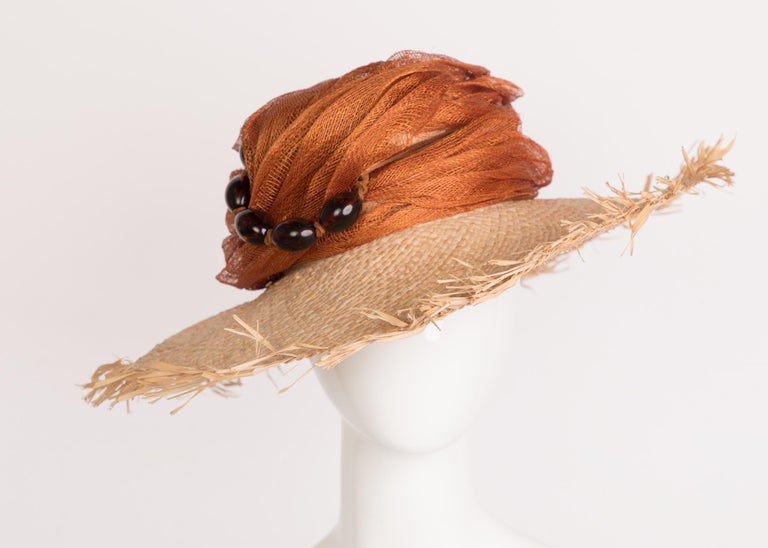 Le Chapeau Raffia Tulle Beaded Sun Hat