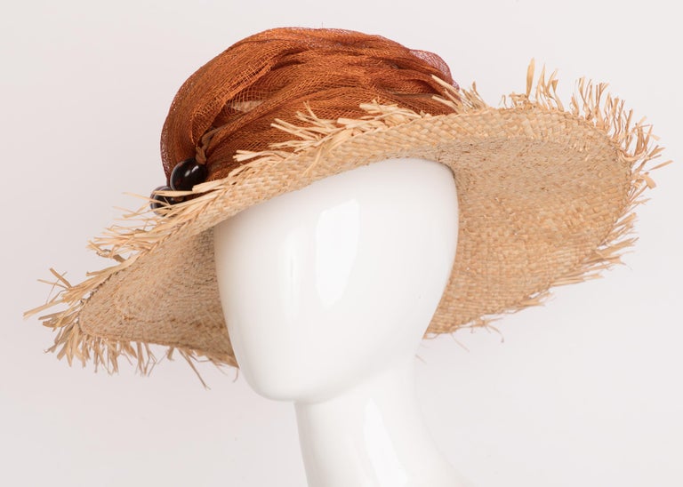 Le Chapeau Raffia Tulle Beaded Sun Hat