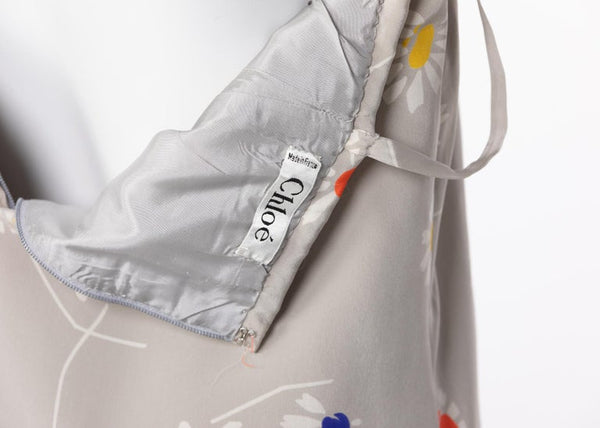 Chloé by Karl Lagerfeld Grey Floral Silk Maxi Dress, 1980s