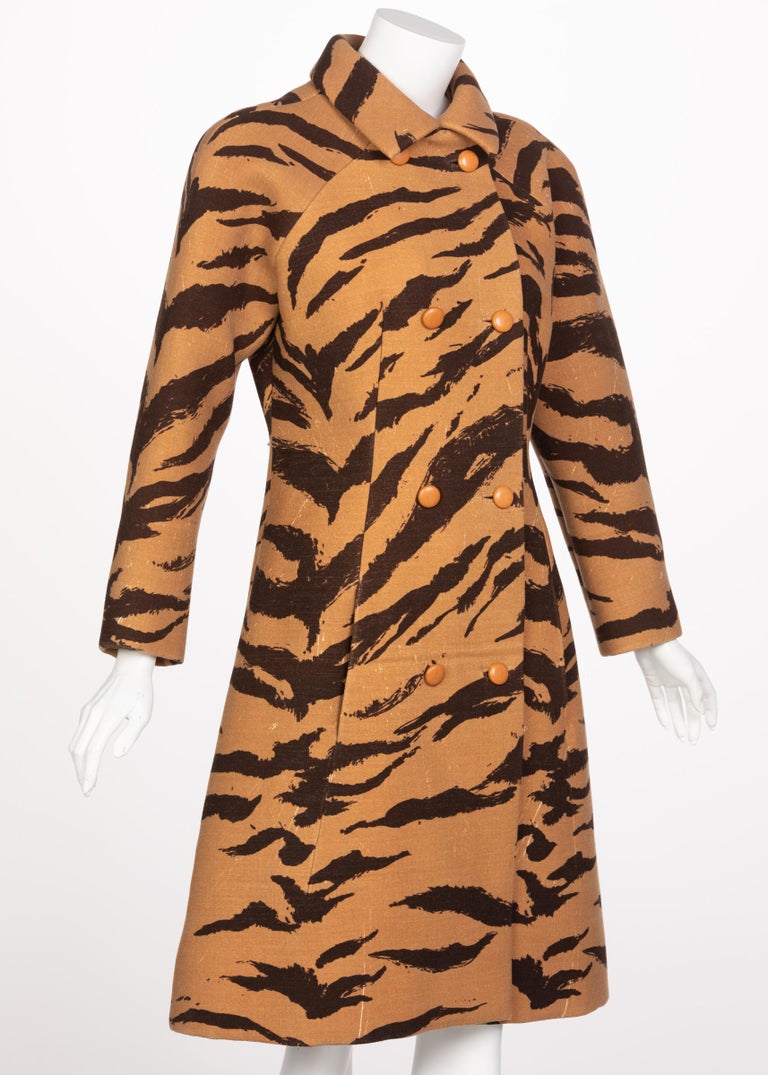 Hubert de Givenchy Haute Couture Coat Tiger Print Coat, Vogue Documented 1969
