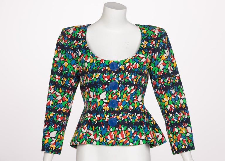 Yves Saint Laurent Floral Peplum Jacket Top, 1990s