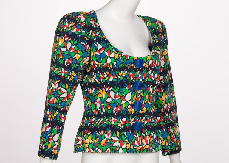 Yves Saint Laurent Floral Peplum Jacket Top, 1990s