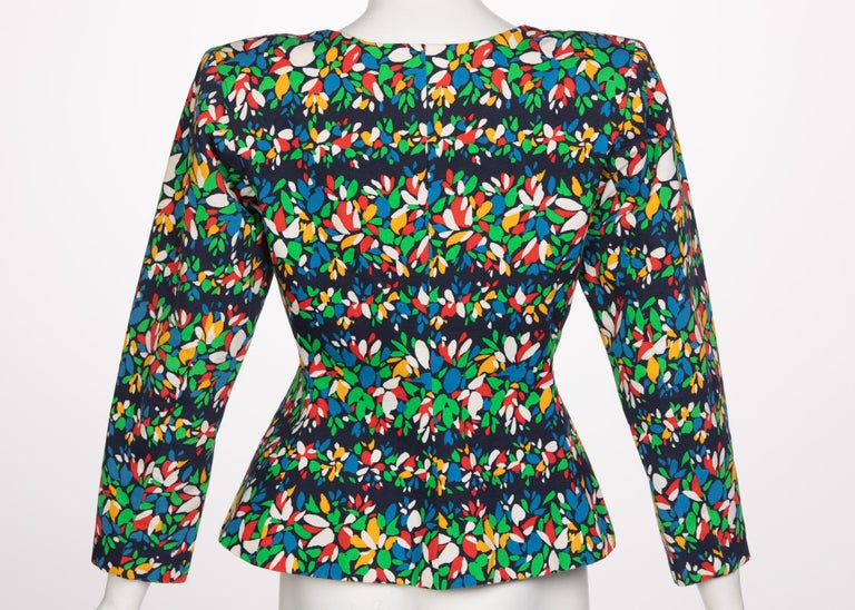 Yves Saint Laurent Floral Peplum Jacket Top, 1990s