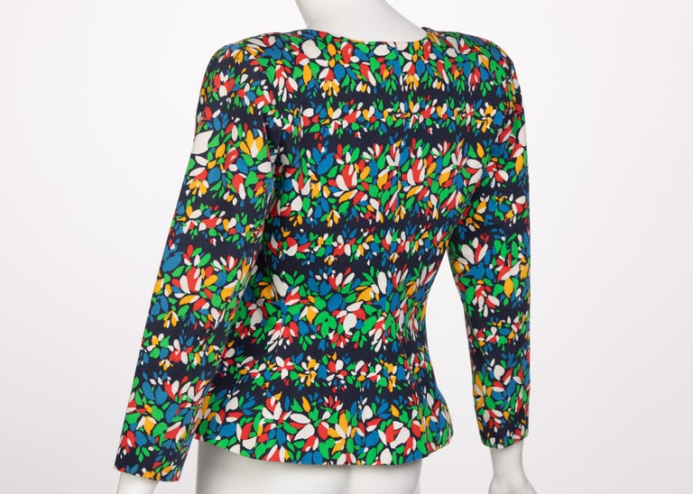 Yves Saint Laurent Floral Peplum Jacket Top, 1990s