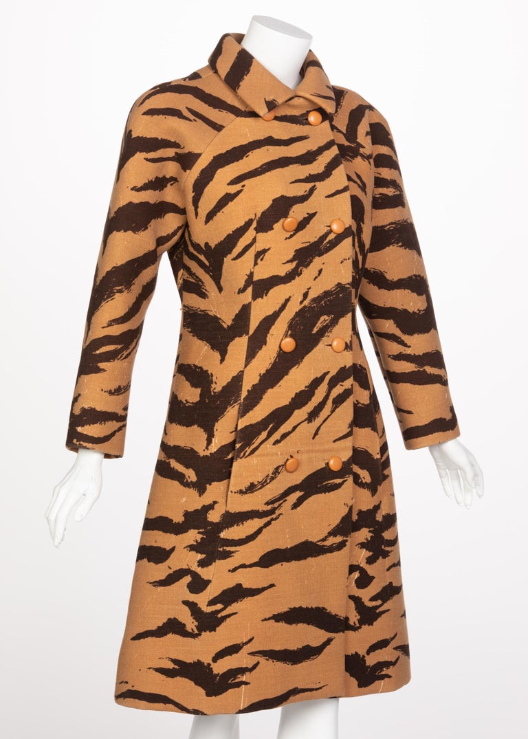 Hubert de Givenchy Haute Couture Coat Tiger Print Coat, Vogue Documented 1969