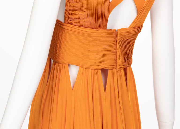 Givenchy Orange Jersey Leather Cut-Out Maxi Dress, 2014