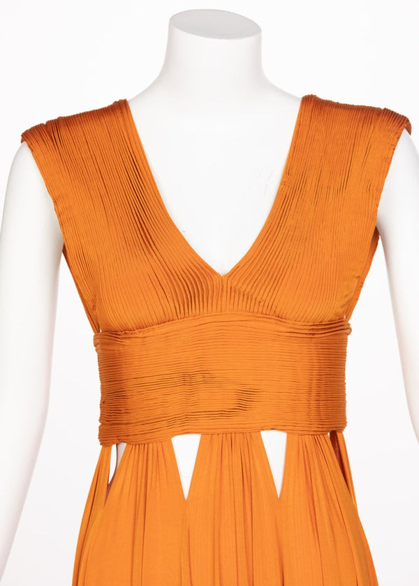 Givenchy Orange Jersey Leather Cut-Out Maxi Dress, 2014