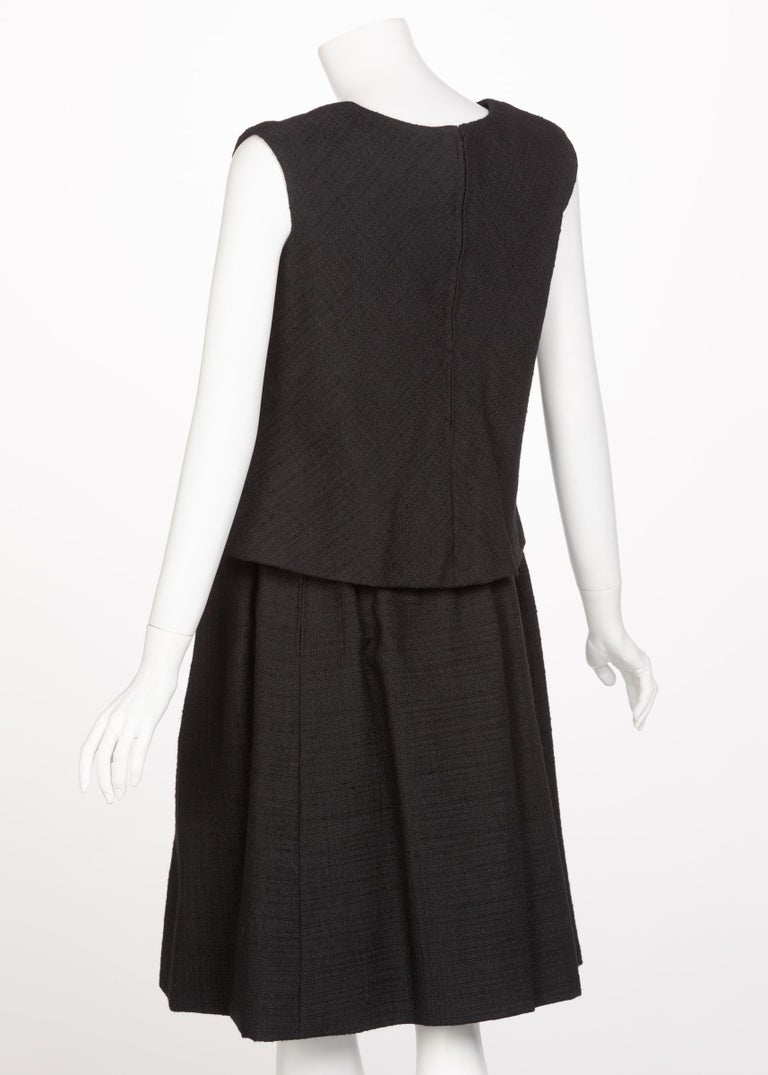 Norman Norell Couture Black Tailored Skirt Suit / Sleeveless Top, 1960s