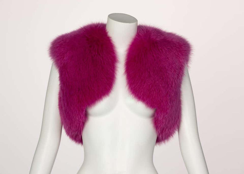 Yves Saint Laurent Edition Soir Shocking Pink Fox Fur Vest YSL, 2009