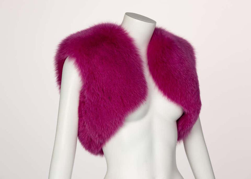 Yves Saint Laurent Edition Soir Shocking Pink Fox Fur Vest YSL, 2009