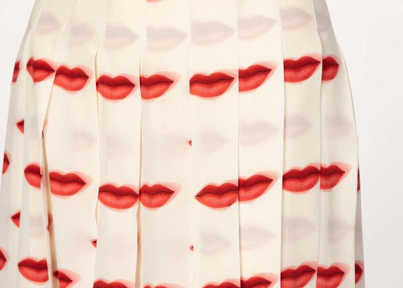 Iconic Prada Red Lip Print Pleated Skirt, Spring 2000