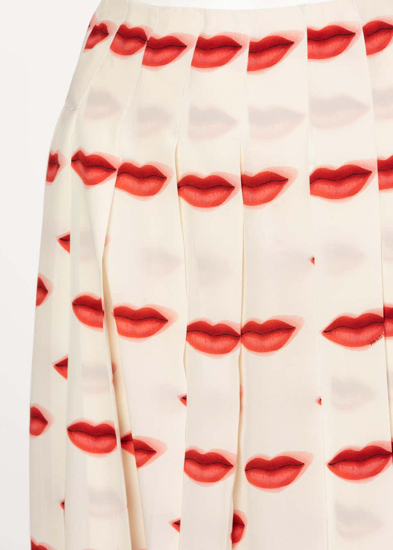 Iconic Prada Red Lip Print Pleated Skirt, Spring 2000